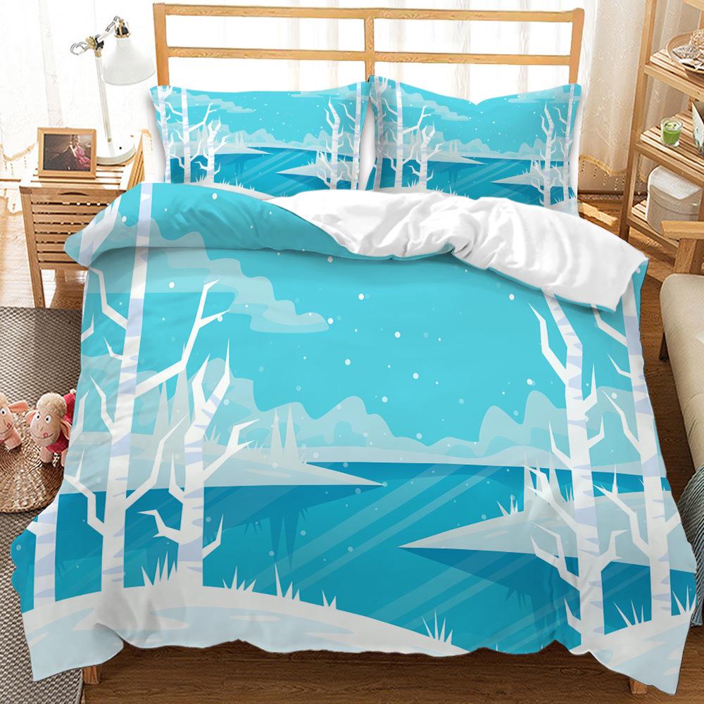 Nordic Style Duvet Cover Set 3D Snow Tree Print Dreaminess Bedding Set Adult Polyester Comforter Cover And Pillowcase King Size