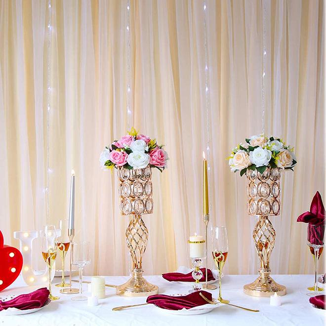Dropship Metal Diamond Crystal Multi-Functional Gold Tall Vases Wedding Banquet Centerpieces Vase for Party Decoration