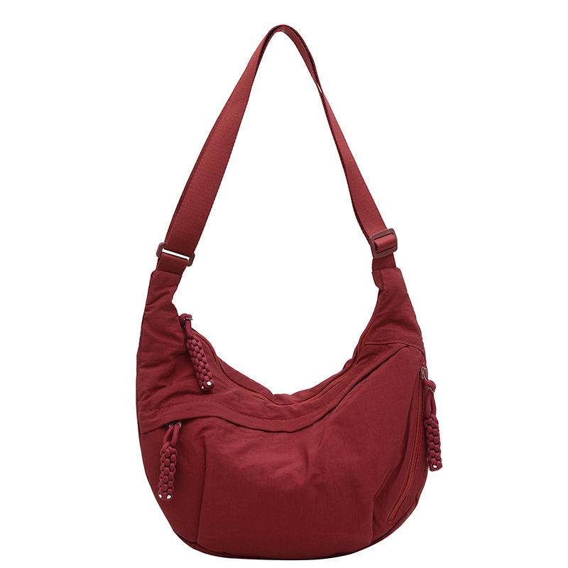 Trendy Women's Soft Cloth Shoulder Bag Solid Color Student Casual Style Large Capacity Handbags Student Classroom Dumpling Bun Commuter Bun Hobos Bag