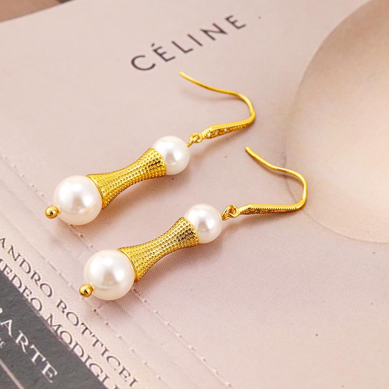 

Позолоченное медью ожерелье из бамбука с жемчугом - Ретро дизайн с тонкой талией для женщин