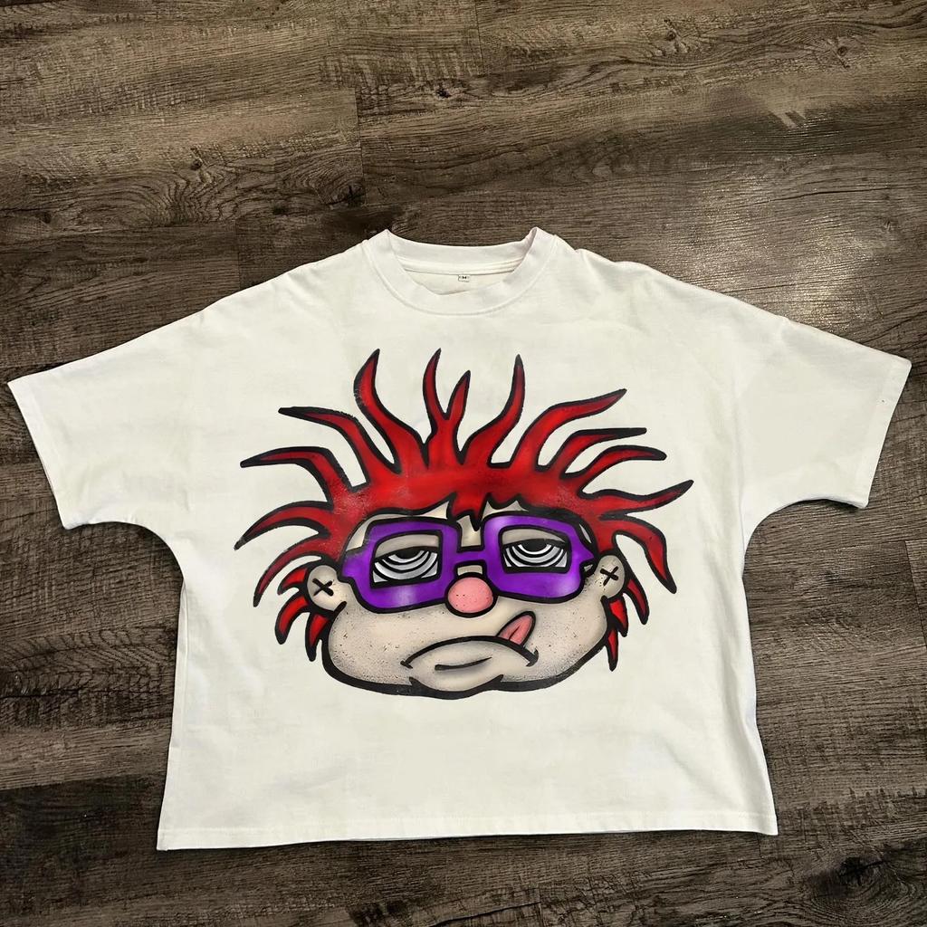 Chic American Anime Cartoon Street Hiphop Cotton Unisexs Summer Fashion Loose Graphic T Shirts Streetwear Harajuku Unisex Tops