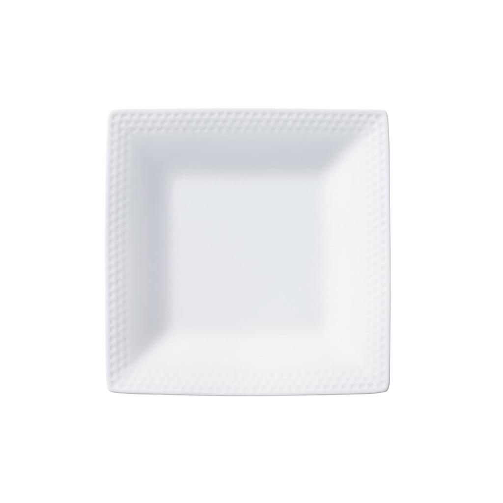 Noritake Square Plates (Pair) 19cm Rhythm White, Microwave and Dishwasher Safe, Fine Porcelain, P5340A/1610