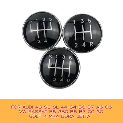 För A3 S3 A4 S4 B6 B7 A6 C6 VW Passat B5 3BG B6 B7 CC 3C Golf 4 MK4 Bora Växelspaksknapp Fodral Badge Emblem Cap Cover