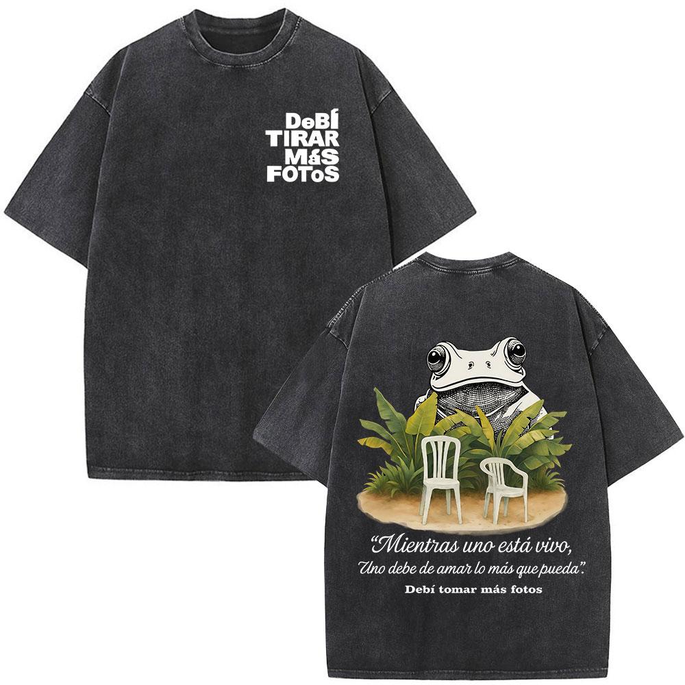 Rapper Bad Bunny Vintage gewaschene T-Shirts Debi Tirar Mas Fotos DTMF Album T-Shirts Herrenbekleidung Mode Hip Hop Baumwoll-T-Shirt