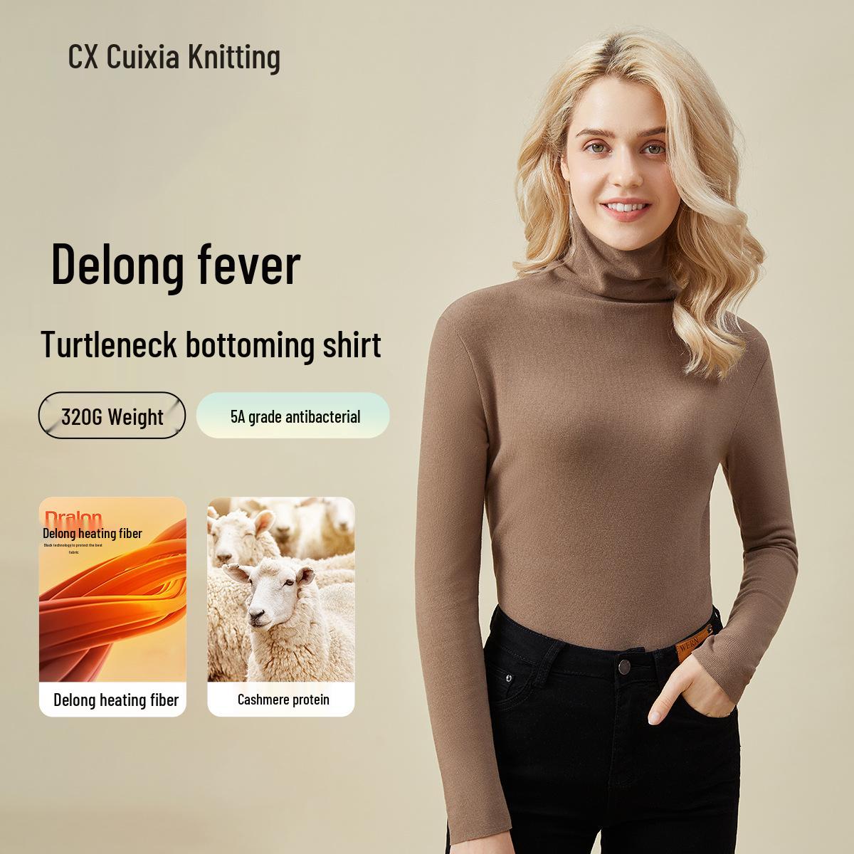 

Women s High-Neck Velvet Turtleneck Thermal Base Layer - Hyaluronic Acid, Slimming, Antibacterial, Elastic Innerwear. XL (suggested 65-75 kg)