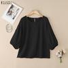 ZANZEA Women Casual Lace Crochet Splice Loose 3/4 Sleeve Blouse