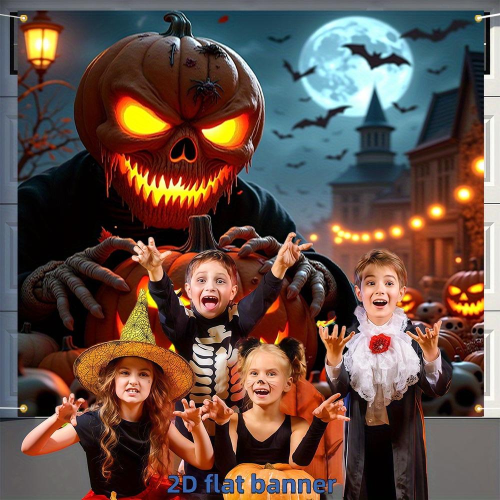 1Pcs Halloween Glowing Pumpkin Head Skeleton Decoration Background Halloween Backdrop Decorations For Photo Studio Booth Party