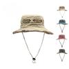 Unisex Washed Cotton Bucket Hat Summer Spring Wide Brim Sun Hat Outdoor Fishing Hiking Cap UV Protection Breathable Beach Safari Hat with Chin Cord