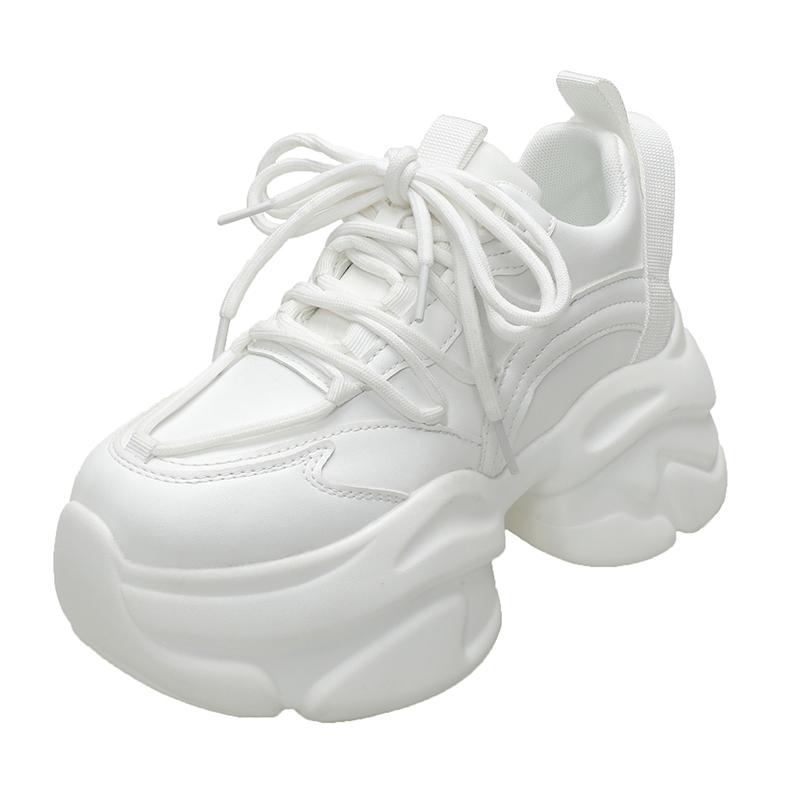 

Модные 8-сантиметровые каблуки Осенние массивные кроссовки для женщин Новые весенние дышащие сетчатые туфли на платформе Спортивная женская обувь на толстой подошве Обувь для папы Женская 37 белый
