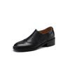 Fashion NEW Autumn/Spring Women Pumps Round Toe Chunky Heel Shoes Genuine Leather Shoes for Women Slip-on Brogue Black Soft Women Shoes