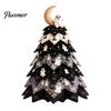Halloween Theme Interior Decor Wooden Tree Ornament, 2D Flat Quilted Fabric Style Desktop Double Table Decorations Side Wood Sign for Home Party
