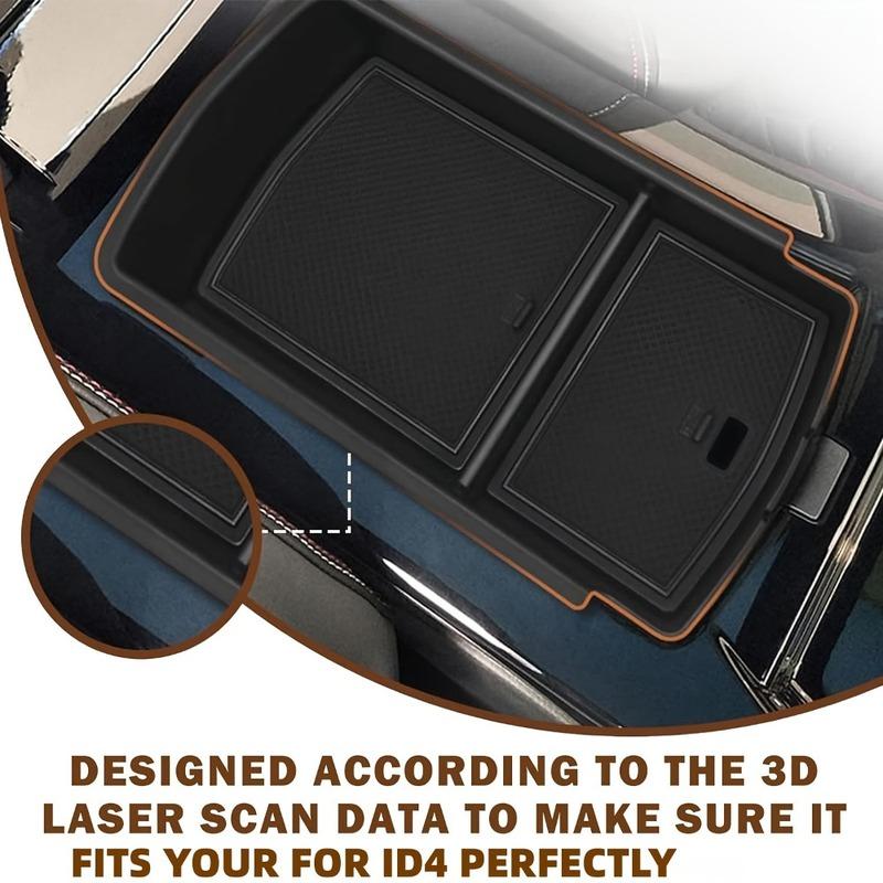 Car Accessories Center Console Box Storage Box Armrest Box Storage Box Black ABS Interior For Volkswagen VW ID4 2024