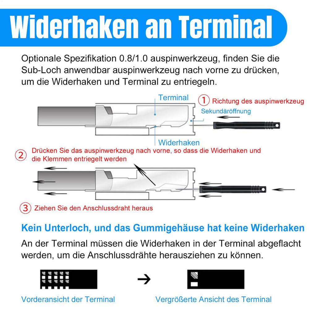 Zestaw 30 sztuk narzędzi do usuwania pinów zaciskowych ze stali nierdzewnej, przenośne narzędzia do demontażu samochodów