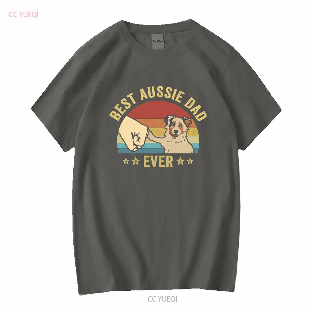 Vatertag Australian Shepherd Papa T-Shirt Bester Aussie Überhaupt Herren s für Ihn Lang- oder Kurzarm Vintage Gewaschen Weich Freizeit