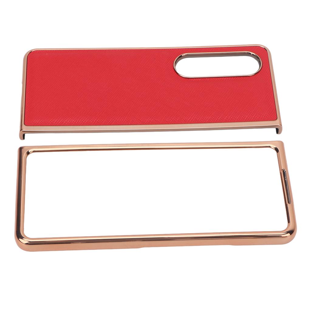 Mobile Phone Case Nano Electroplated Cowhide Cross Grain Phone Protective Cover for Samsung Galaxy Z Fold 4