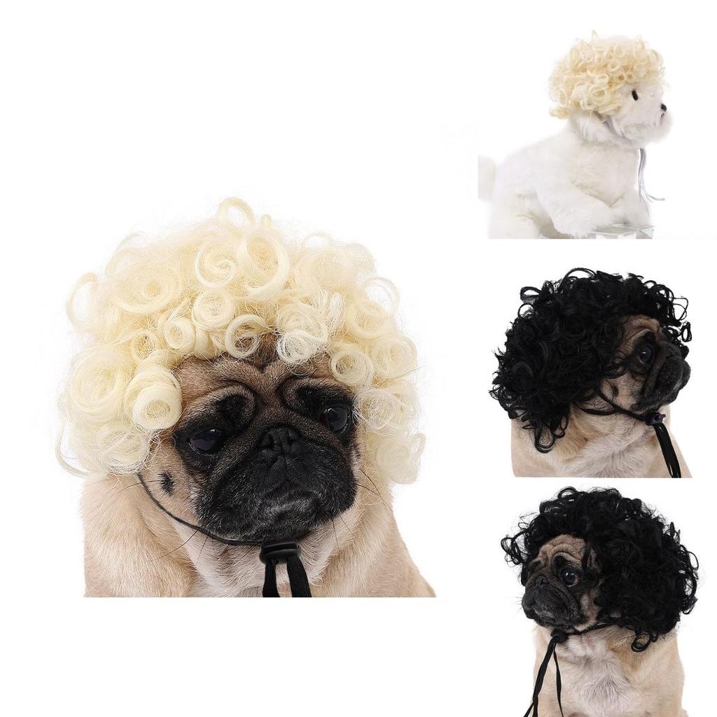Hilarious Fun Pet Wig With Big Hair And Bangs Ideal For Cats And Dogs For Festive Celebrations