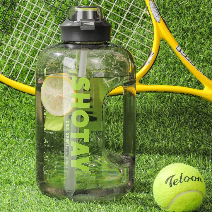 WTEMPO Large Capacity Sport Water Bottles Men's and Women's Outdoor Fitness Water Cup Portable with Lifting Rope Sports Plastic Water Cup with Straw