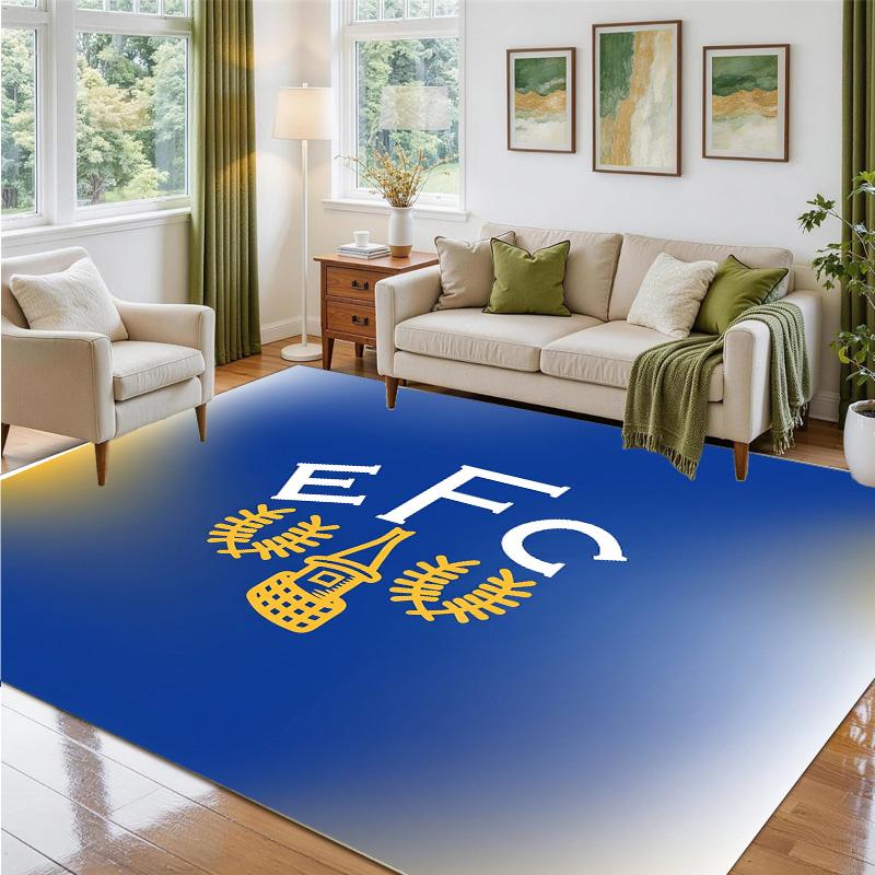 Everton Football Design Crystal Velvet Rug Soft Decorative Mat for Bedroom Entrance