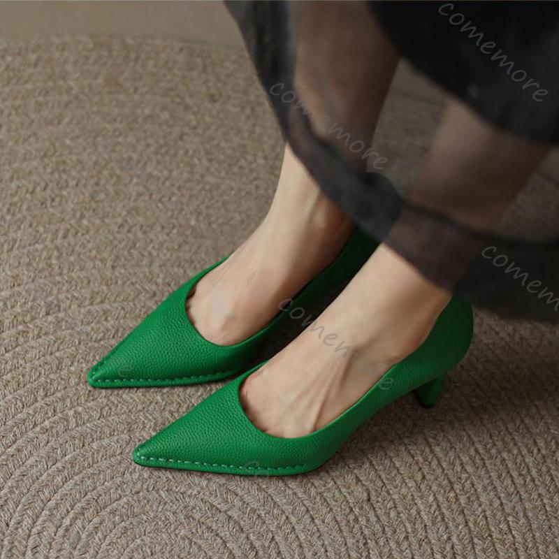 Fashion Comemore Spring Autumn Women High Heels Shoes Pointed Toe Shallow Pumps Dress Shoes for Women Fashion 6.5cm Chunky Heels Women