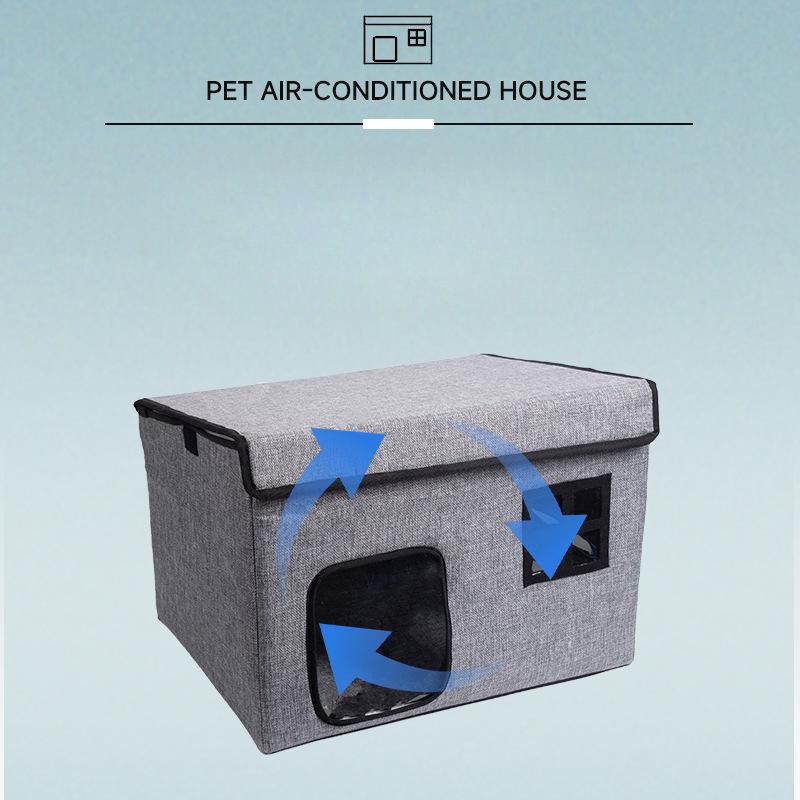 Cameră cu aer condiționat pentru pisici, covoraș cu artefact pentru răcire de vară, cutie de gheață pliabilă, casă pentru pisici, cuib pentru pisici, igloo, articole pentru animale de companie