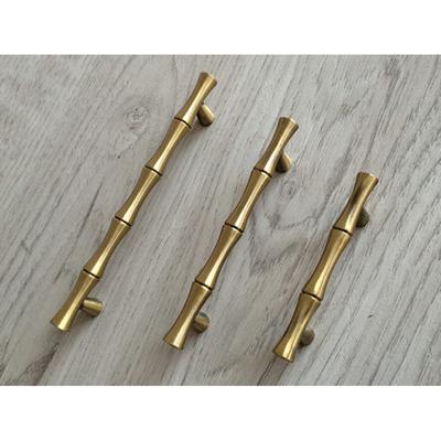 2PCS Retro Bamboo Zinc Alloy Drawer Cabinet Handle Furniture Pull Knob Antique Brass Decorative Door Knobs 64mm 96mm 128mm