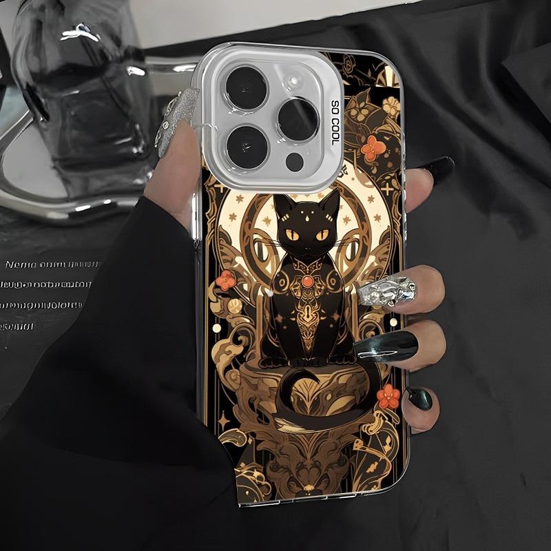 Lucky Cat Mobile Phone Case Is Suitable for Apple 16 Guochao Iphone16promax Gilt 16 Rich 15 Niche Cats