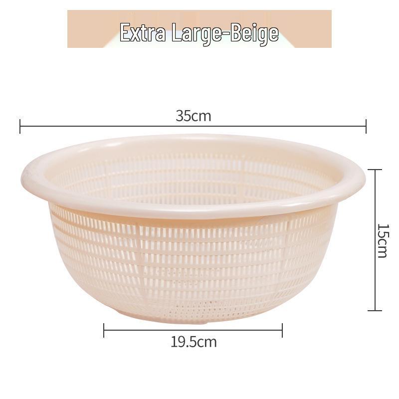 Kitchen Sink Vegetable & Fruit Washing Basket Set - Plastic Strainer & Drainer Basin for Storage & Rice Washing