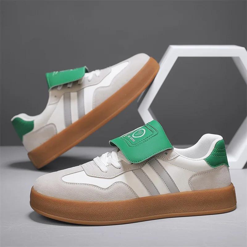 Fashion New Shoes for Men Women Genuine Leather Casual Shoes Trend Striped Flat Skateboard Shoes Street Cool Lace-up Sneaker