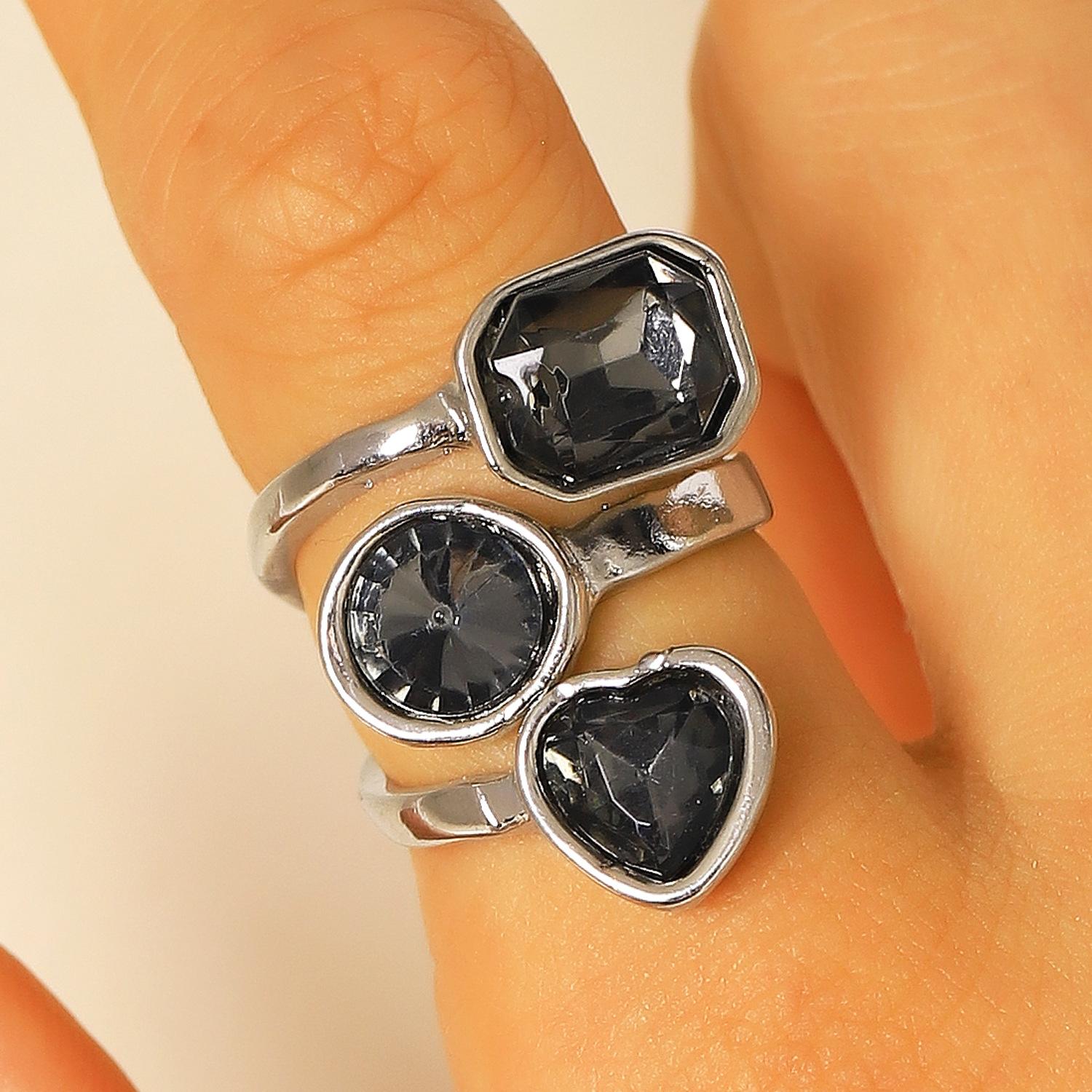 Minimalist Acrylic Crystal Open Ring for Women Men Elegant Asymmetrical Square Adjustable Rings Party Jewelry Lady Gifts