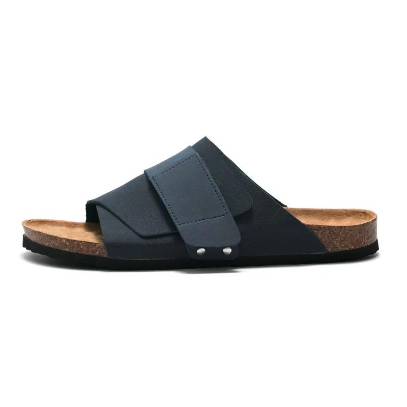 

Fashion Summer New Cork Slippers Men s Couple Women s Sandals Outdoor Leisure Men s Women s Beach Slippers Plus Size 35-45 45 синий