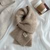 Korean Colorful Solid Mohair Knitted Scarf Women Men Autumn Winter Style Fashionable Soft Warm Thick Knitted Scarves Male Female