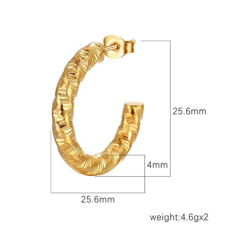18K Gold-Plated Retro Stainless Steel Round Earrings