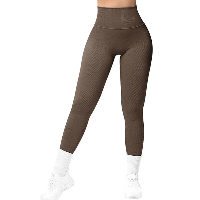 New Seamless Knitted Threaded Peach Hip Waist Yoga Pants High Elastic Sports Running Fitness Pants