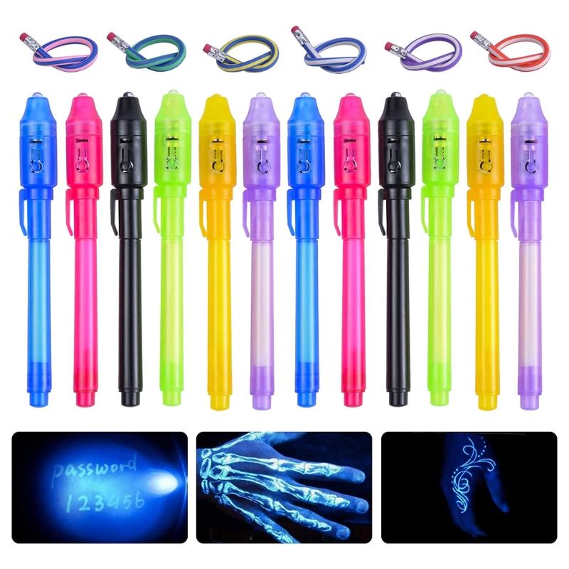 Invisible Ink Pen with UV Light Fun Activity Entertainment Party Favors Giveaways Xmas Goody Bag Stuffer for Kids Adults