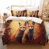 Cartoon Fox Duvet Cover King Size,Baby Fox Sleeping In A Floral Circle Image Print Bedding Set Kids Animal Quilt Cover