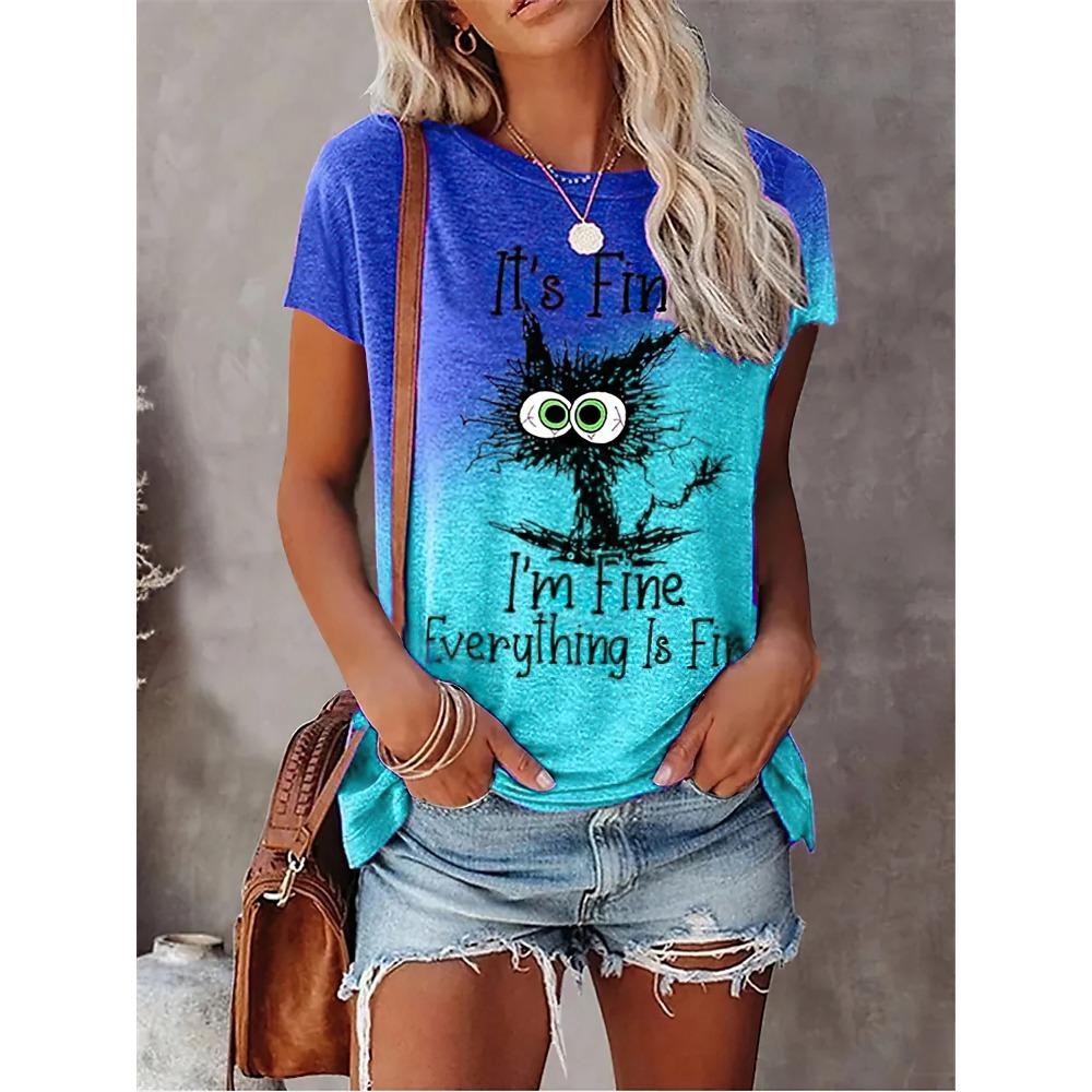 2024 New Style T-Shirt For Women Heart Print Top Fashion Women's Oversized Clothes Tees Summer Crew Neck Blouse Original Design