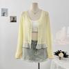 V Neck Flare Long Sleeve Knit Top Summer Versatile Loose Sun Protection Cover Up Blouse Women