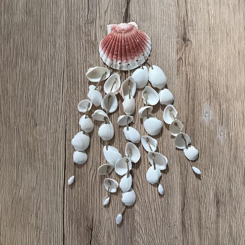 White Seashell Wind Chimes: Colorful Beach Hut Decorations, Suitable for Patio Decorations, Balcony Hanging Outdoor Ornament (White,L) белый