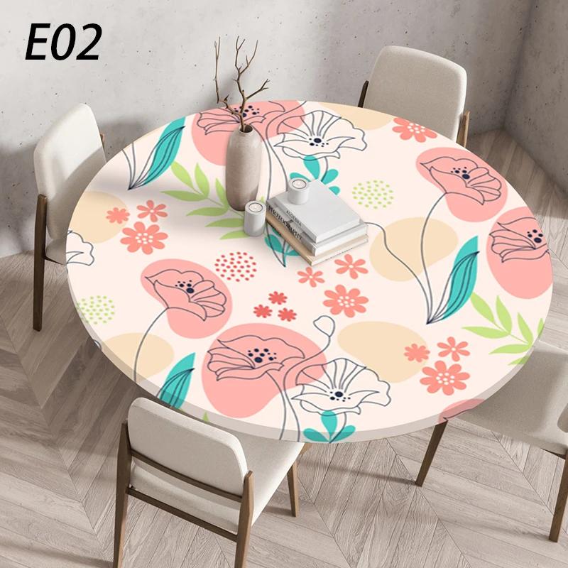 60/90/120Cm Round Table Cover Waterproof Oil-Proof Tablecloth Elastic Kitchen Dining Wedding Party Table Cover Home Decoration