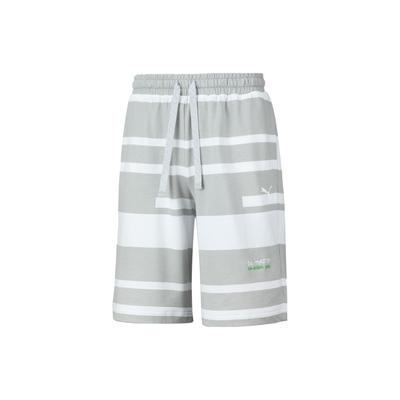 Puma Ss23 Dream Pack Serie Gestreifter Print Schnürung Locker Lässig Shorts Unisex-Shorts Hellgrau 539987-10