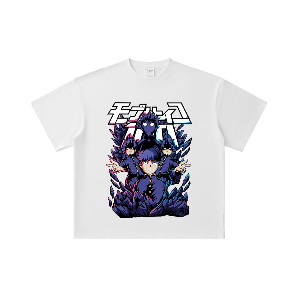 260 GSM Double Yarn 32 Count 100% Cotton Mob Psycho 100 V1 Shiego Print Unisex Heavy Cotton T Shirt