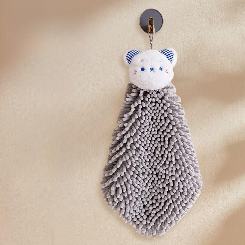 Household Hanging Bear Hand Towel Kitchen Bathroom Thickened Hand Towel High Value High-end Hand Towel