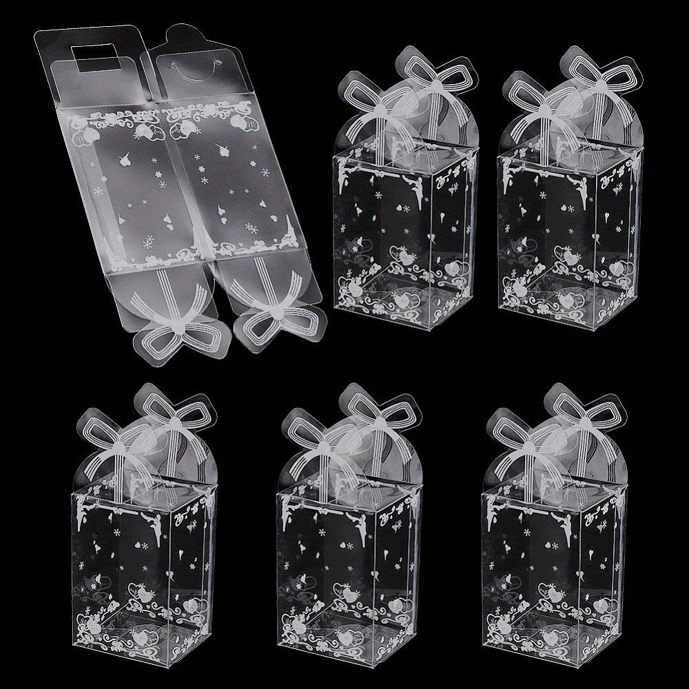 50pcs Clear Favor Boxes Transparent Candy Box Heart Print Favor Packaging Box for Wedding Birthday Party Packaging