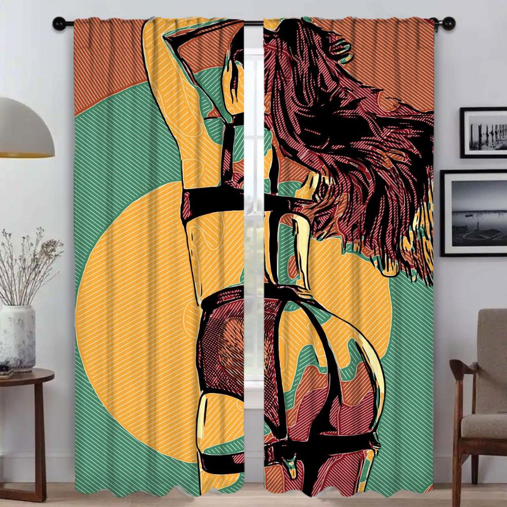 

Шторы от комаров 2 шт. Абстрактные сексуальные девушки затемняющие шторы для камеры оконные шторы тюль для спальни жалюзи кухни W50xH70cmx2pcs-CL