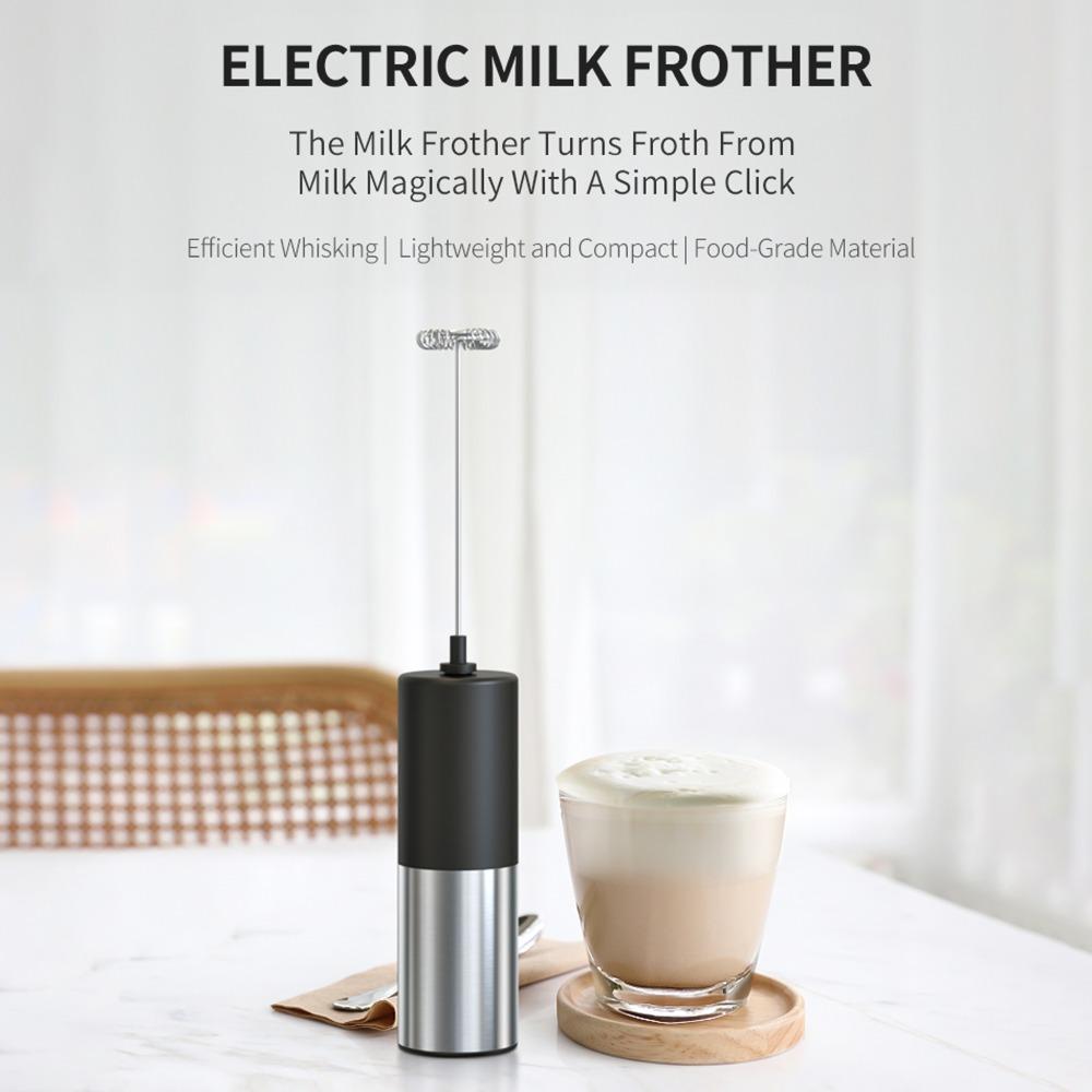 Silver Black Color Electric Milk Frother Mini Drink Mixer Protein Powder Milkshake