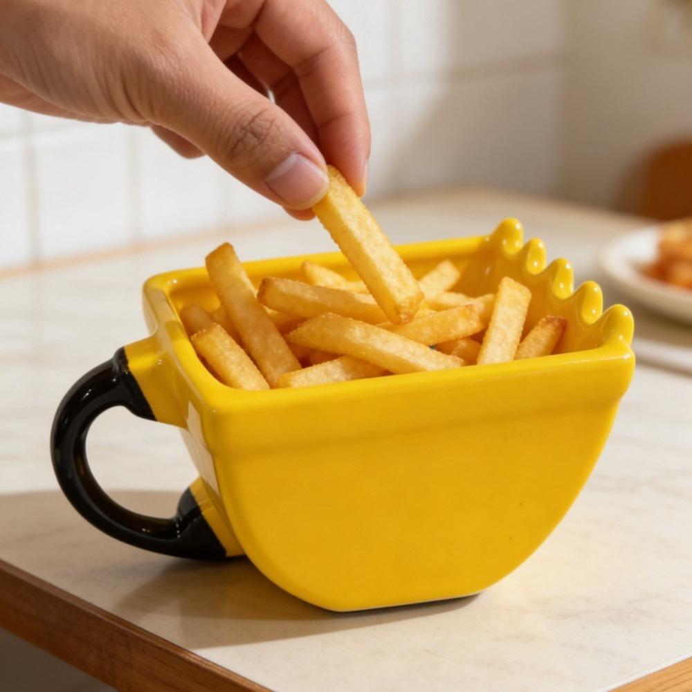 Ceramic Digger Coffee Cup Yellow Yogurt Cup Easy To Clean Breakfast Cup Gift
