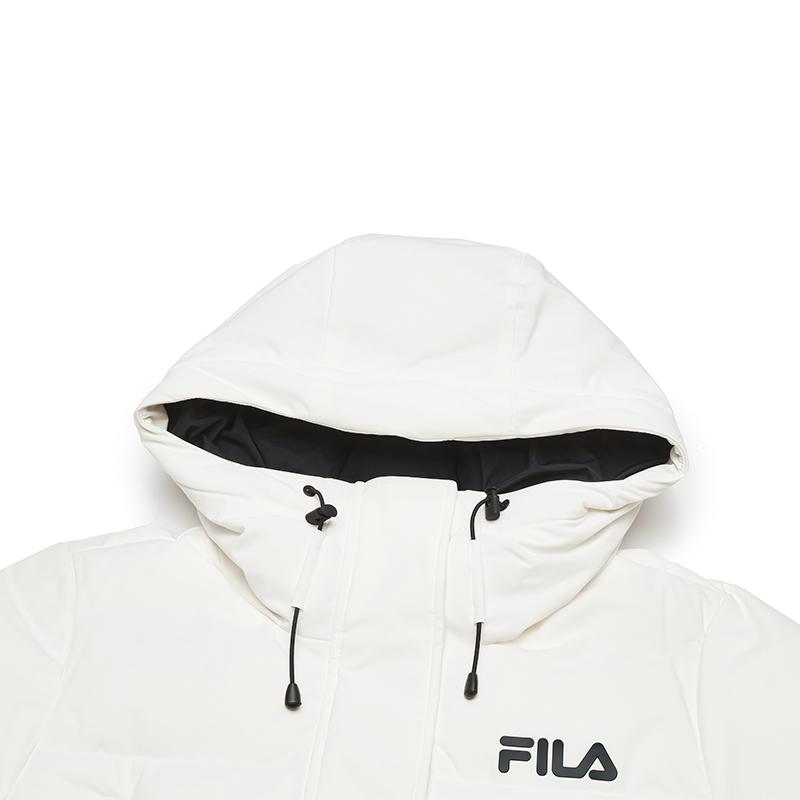 FILA Original Long Down Jacket Simple Fashion Warm Hooded Down Coat Women outerwear Cloud-Mushroom-White F11W449906FWT