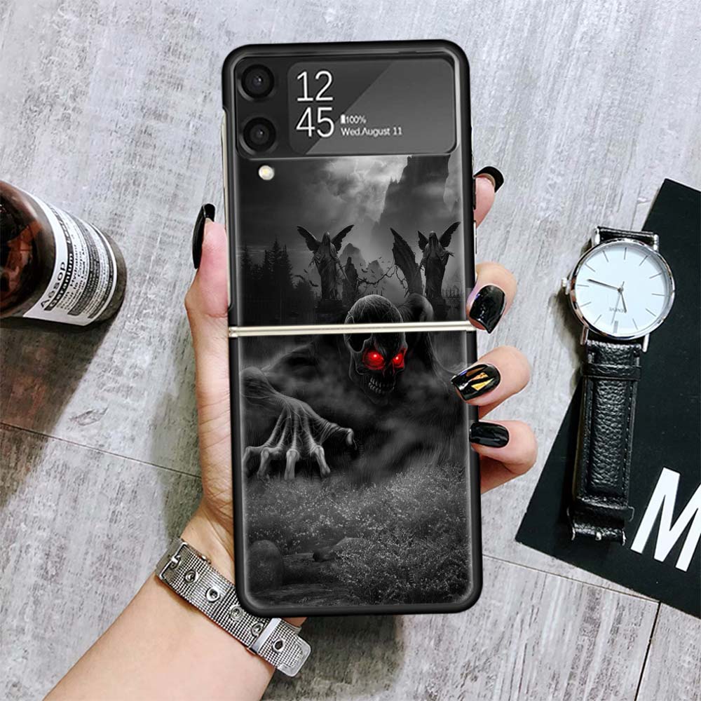 Reaper Skull Skeleton Gun Cases For Samsung Galaxy Z Flip 4 5 6 7 3 Z Flip7 Flip6 Flip4 Flip5 Flip3 5G Hard Shockproof Fundas Co