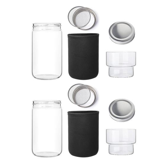 Sprouting Jar Kit, Wide Mouth Glass Jar with Sprout Lid, Blackout Sleeve, Plant Sprout Growing Kit for Home Gardeners Vegan Diets