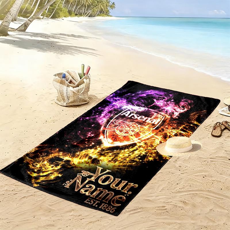 Name Custom FC Logo Arsenal Print Beach Towel, Large Soft Quick Dry Towel for Beach Camping Swimming